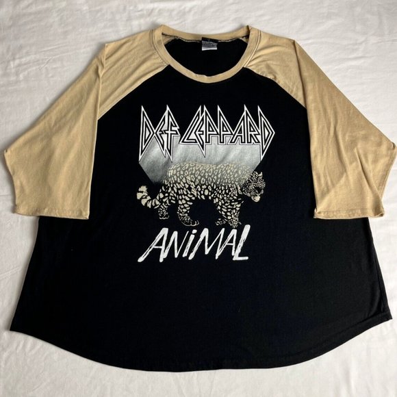Def Lepperd T-Shirt Women's Size 2X Black/Yellow Crew Neck Graphic Raglan Sleeve - Picture 1 of 14